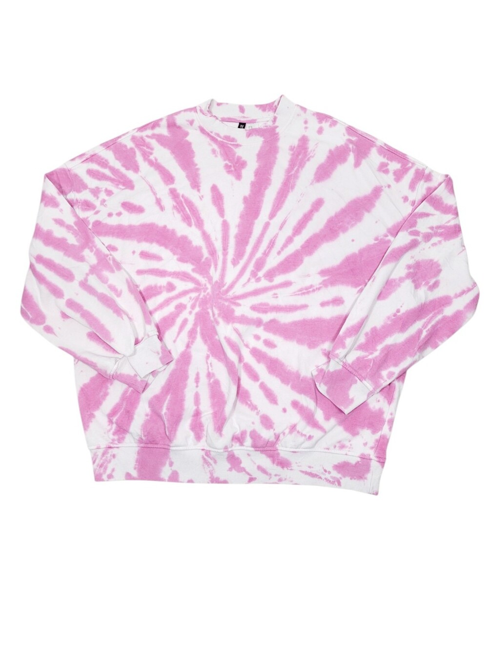 H&M White & Pink Dye Tie Colour Sweatshirt Top Oversized Size: M